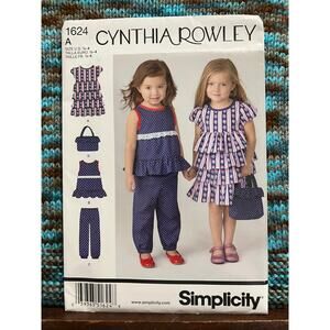 Simplicity 1624 Pattern Girls dress top pants purse ruffle hem size 1/2 1 2 3 4